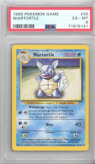 PSA 6 - Pokemon Card - Base 42/102 - WARTORTLE (uncommon) - EX-MT