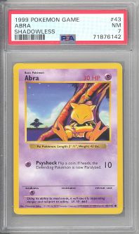 PSA 7 - Pokemon Card - Base 43/102 - ABRA (common) *Shadowless* - NM
