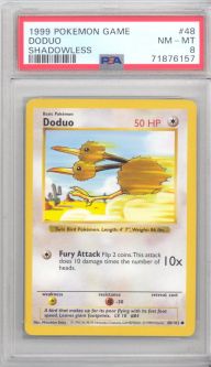 PSA 8 - Pokemon Card - Base 48/102 - DODUO (common) *Shadowless* - NM-MT