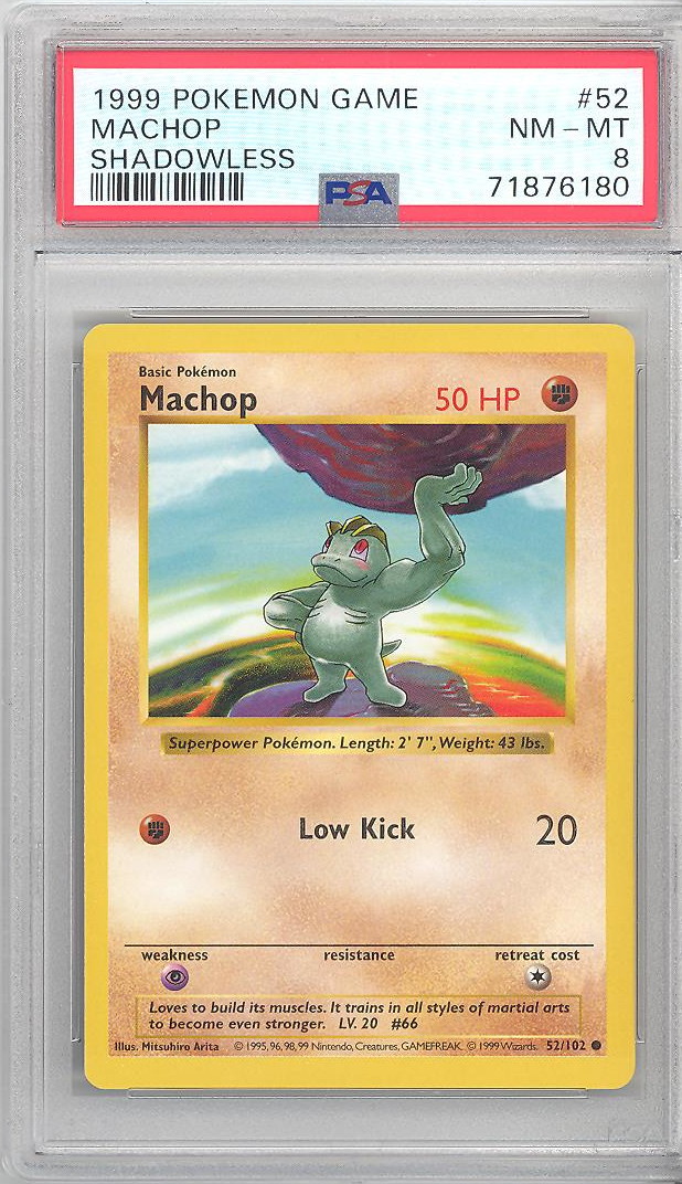 PSA 8 - Pokemon Card - Base 52/102 - MACHOP (common