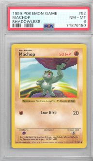 PSA 8 - Pokemon Card - Base 52/102 - MACHOP (common) *Shadowless* - NM-MT