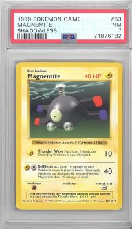 PSA 7 - Pokemon Card - Base 53/102 - MAGNEMITE (common) *Shadowless* - NM