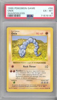 PSA 6 - Pokemon Card - Base 56/102 - ONIX (common) *Shadowless* - EX-MT