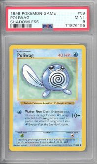 PSA 9 - Pokemon Card - Base 59/102 - POLIWAG (common) *Shadowless* - MINT