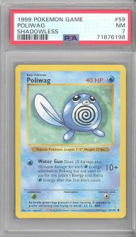 PSA 7 - Pokemon Card - Base 59/102 - POLIWAG (common) *Shadowless* - NM