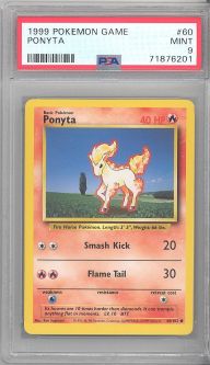 PSA 9 - Pokemon Card - Base 60/102 - PONYTA (common) - MINT