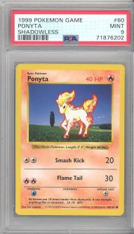 PSA 9 - Pokemon Card - Base 60/102 - PONYTA (common) *Shadowless* - MINT