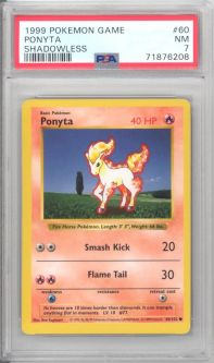 PSA 7 - Pokemon Card - Base 60/102 - PONYTA (common) *Shadowless* - NM