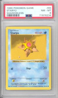 PSA 8 - Pokemon Card - Base 65/102 - STARYU (common) *Shadowless* - NM-MT