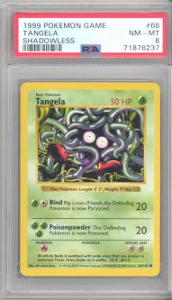 PSA 8 - Pokemon Card - Base 66/102 - TANGELA (common) *Shadowless* - NM-MT
