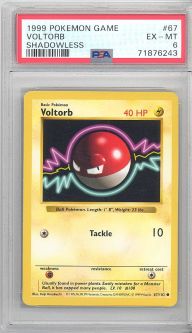 PSA 6 - Pokemon Card - Base 67/102 - VOLTORB (common) *Shadowless* - EX-MT