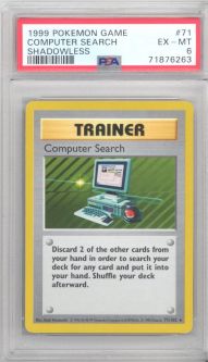 PSA 6 - Pokemon Card - Base 71/102 - COMPUTER SEARCH (rare) *Shadowless* - EX-MT