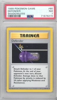 PSA 7 - Pokemon Card - Base 80/102 - DEFENDER (uncommon) *Shadowless* - NM