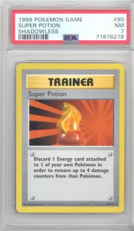 PSA 7 - Pokemon Card - Base 90/102 - SUPER POTION (uncommon) *Shadowless* - NM
