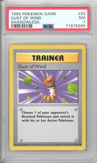 PSA 7 - Pokemon Card - Base 93/102 - GUST OF WIND (common) *Shadowless* - NM