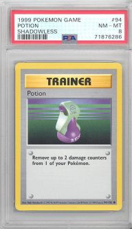 PSA 8 - Pokemon Card - Base 94/102 - POTION (common) *Shadowless* - NM-MT