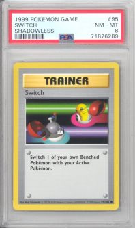 PSA 8 - Pokemon Card - Base 95/102 - SWITCH (common) *Shadowless* - NM-MT