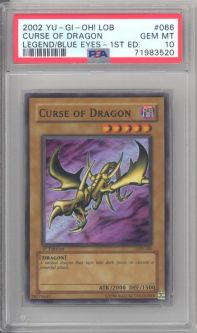 PSA 10 - Yu-Gi-Oh Card - LOB-066 - CURSE of DRAGON (super rare holo) **1st Edition** - GEM MINT