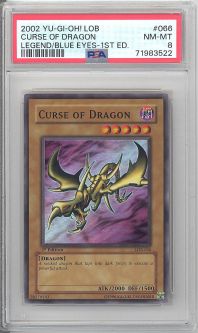 PSA 8 - Yu-Gi-Oh Card - LOB-066 - CURSE of DRAGON (super rare holo) **1st Edition** - NM-MT