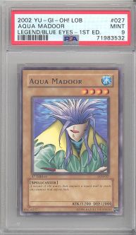 PSA 9 - Yu-Gi-Oh Card - LOB-027 - AQUA MADOOR (rare) **1st Edition** - MINT