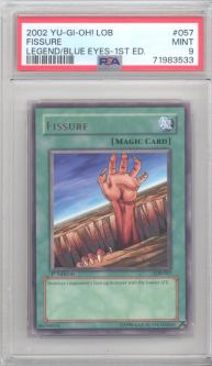 PSA 9 - Yu-Gi-Oh Card - LOB-057 - FISSURE (rare) **1st Edition** - MINT