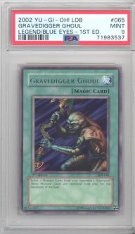 PSA 9 - Yu-Gi-Oh Card - LOB-065 - GRAVEDIGGER GHOUL (rare) **1st Edition** - MINT