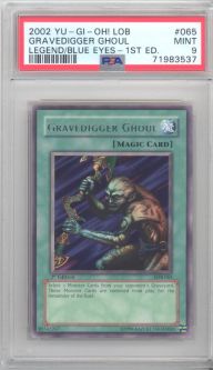 PSA 9 - Yu-Gi-Oh Card - LOB-065 - GRAVEDIGGER GHOUL (rare) *1st Edition* - MINT