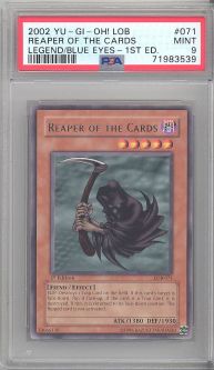 PSA 9 - Yu-Gi-Oh Card - LOB-071 - REAPER OF THE CARDS (rare) **1st Edition** - MINT