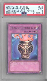 PSA 9 - Yu-Gi-Oh Card - LOB-045 - DRAGON CAPTURE JAR (rare) **1st Edition** - MINT