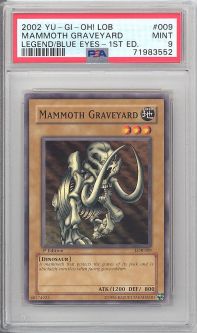PSA 9 - Yu-Gi-Oh Card - LOB-009 - MAMMOTH GRAVEYARD (common) *1st Edition* - MINT PSA 9 - Yu-Gi-Oh Card - LOB-009 - MAMMOTH GRAVEYARD (common) *1st Edition* - MINT