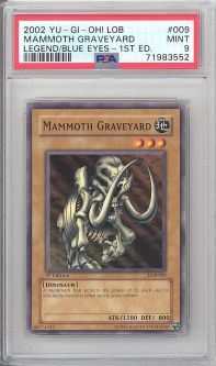 PSA 9 - Yu-Gi-Oh Card - LOB-009 - MAMMOTH GRAVEYARD (common) *1st Edition* - MINT