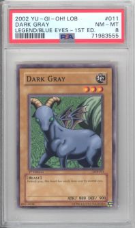 PSA 8 - Yu-Gi-Oh Card - LOB-011 - DARK GRAY (common) *1st Edition* - NM-MT