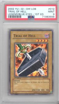PSA 9 - Yu-Gi-Oh Card - LOB-012 - TRIAL OF HELL (common) *1st Edition* - MINT