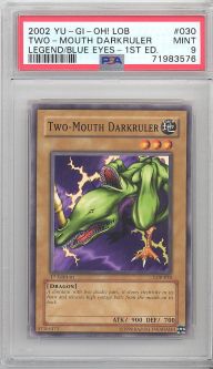 PSA 9 - Yu-Gi-Oh Card - LOB-030 - TWO-MOUTH DARKRULER (common) *1st Edition* - MINT