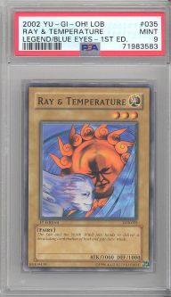 PSA 9 - Yu-Gi-Oh Card - LOB-035 - RAY & TEMPERATURE (common) *1st Edition* - MINT