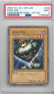 PSA 9 - Yu-Gi-Oh Card - LOB-036 - KING FOG (common) *1st Edition* - MINT
