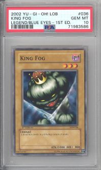 PSA 10 - Yu-Gi-Oh Card - LOB-036 - KING FOG (common) *1st Edition* - GEM MINT
