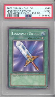 PSA 9 - Yu-Gi-Oh Card - LOB-040 - LEGENDARY SWORD (common) *1st Edition* - MINT