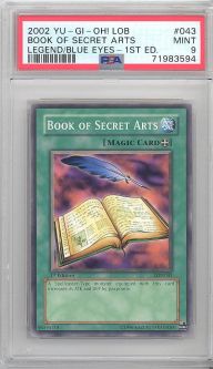 PSA 9 - Yu-Gi-Oh Card - LOB-043 - BOOK OF SECRET ARTS (common) *1st Edition* - MINT