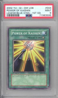 PSA 9 - Yu-Gi-Oh Card - LOB-044 - POWER OF KAISHIN (common) *1st Edition* - MINT