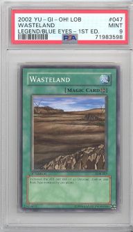 PSA 9 - Yu-Gi-Oh Card - LOB-047 - WASTELAND (common) *1st Edition* - MINT