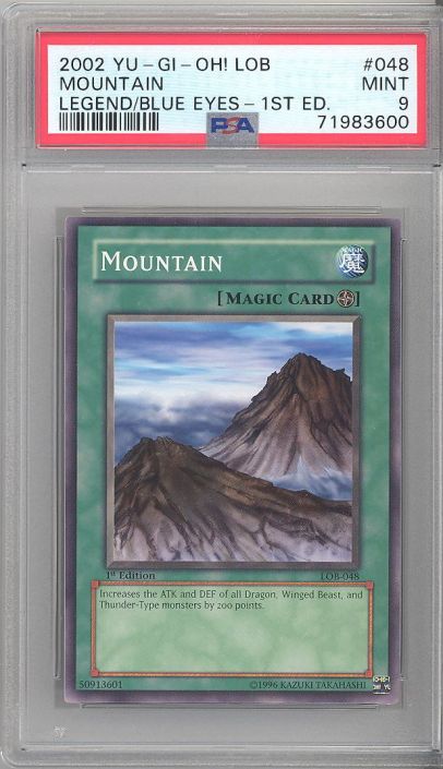 PSA 9 - Yu-Gi-Oh Card - LOB-048 - MOUNTAIN (common) *1st Edition