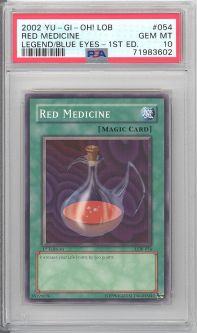 PSA 10 - Yu-Gi-Oh Card - LOB-054 - RED MEDICINE (common) *1st Edition* - GEM MINT