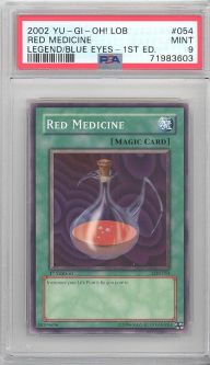 PSA 9 - Yu-Gi-Oh Card - LOB-054 - RED MEDICINE (common) *1st Edition* - MINT