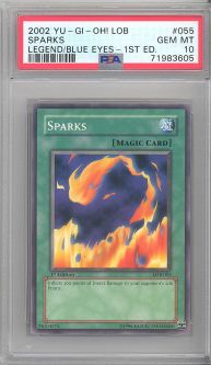PSA 10 - Yu-Gi-Oh Card - LOB-055 - SPARKS (common) *1st Edition* - GEM MINT