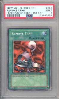 PSA 9 - Yu-Gi-Oh Card - LOB-060 - REMOVE TRAP (common) *1st Edition* - MINT