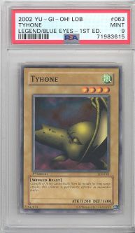 PSA 9 - Yu-Gi-Oh Card - LOB-063 - TYHONE (common) *1st Edition* - MINT