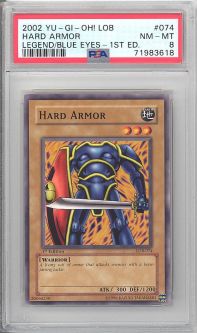 PSA 8 - Yu-Gi-Oh Card - LOB-074 - HARD ARMOR (common) *1st Edition* - NM-MT