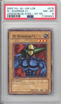 PSA 8 - Yu-Gi-Oh Card - LOB-076 - M-WARRIOR #1 (common) *1st Edition* - NM-MT