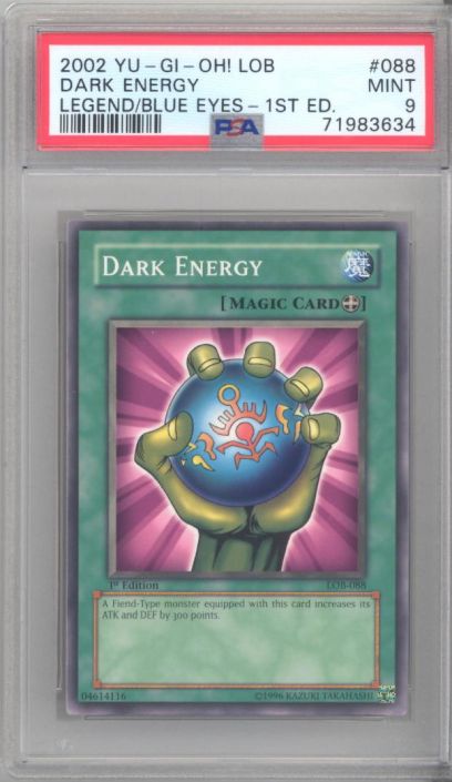 PSA 9 - Yu-Gi-Oh Card - LOB-088 - DARK ENERGY (common) *1st Edition* - MINT PSA 9 - Yu-Gi-Oh Card - LOB-088 - DARK ENERGY (common) *1st Edition* - MINT